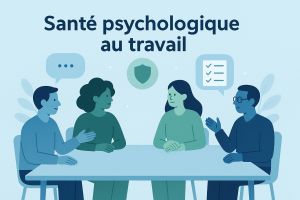 Illustration culture de santé psychologique au travail en équipe