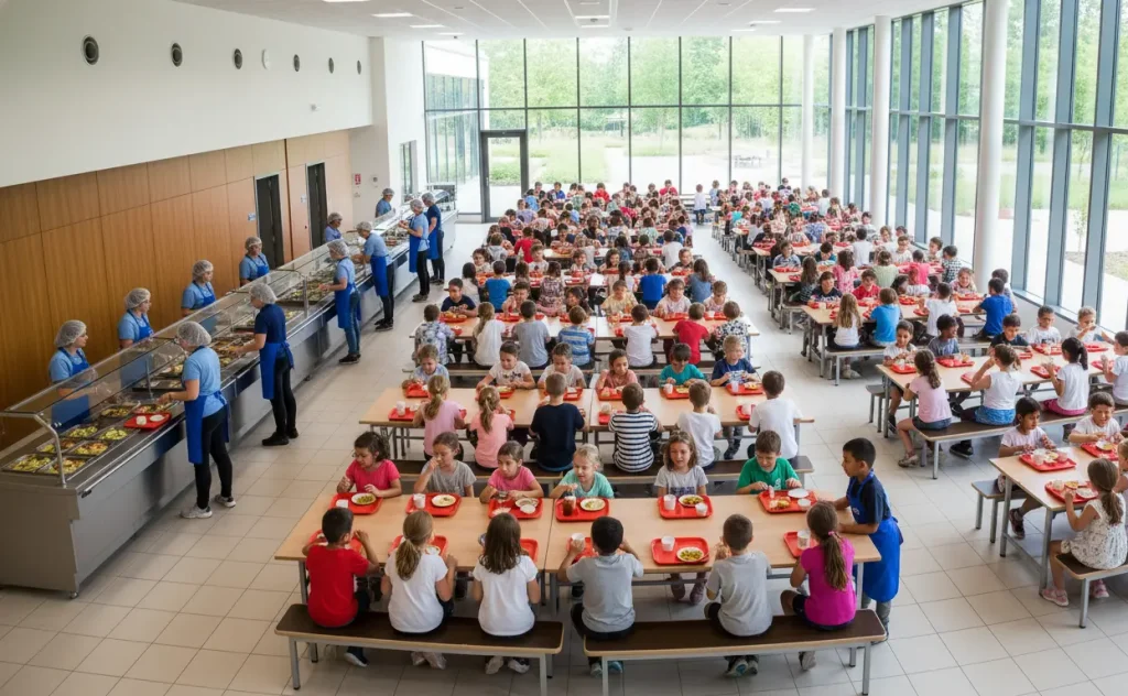 enfant mange cantine scolaire