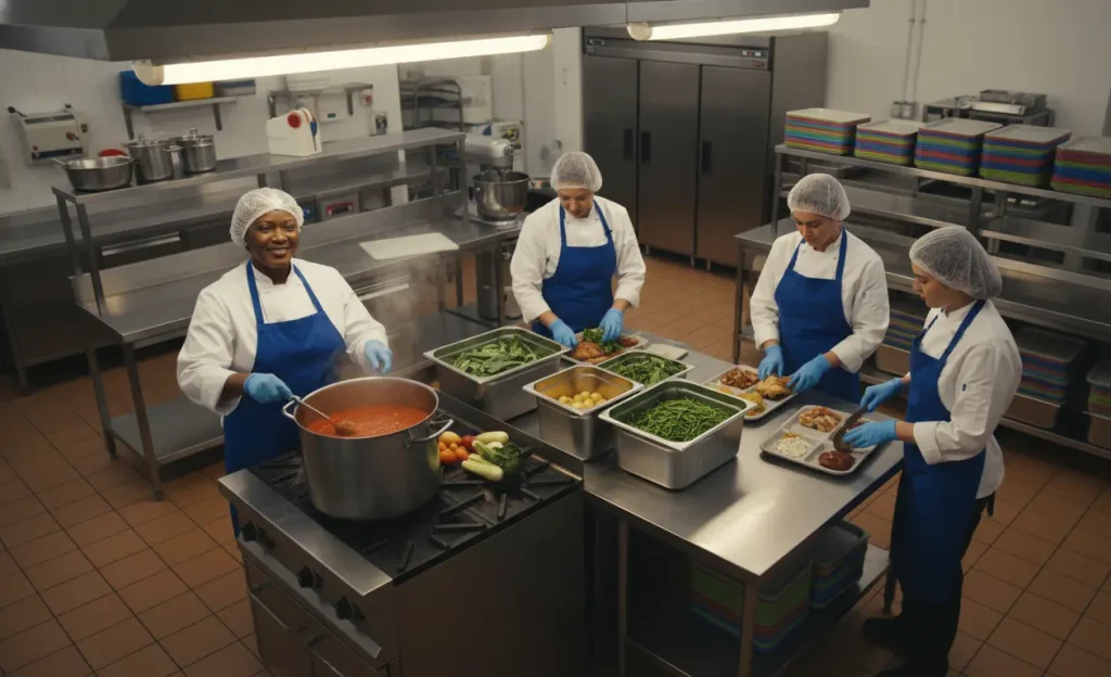 préparation cantine scolaire