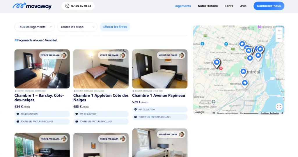 movaway page catalogue montréal