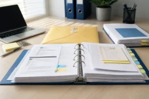 Exemple de plainte pour harcèlement psychologique avec documents justificatifs, courriels et notes chronologiques classés méthodiquement